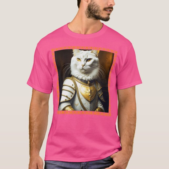 Cat Medieval Porträtt Renaissance Oljemålning Pet T Shirt (Framsida)
