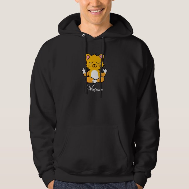 Cat Meditation Solros Breathe Deep Wusaaa Lugn Hoodie (Framsida)