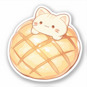 Cat Melonpan Japanskt Melon Bread Klistermärken