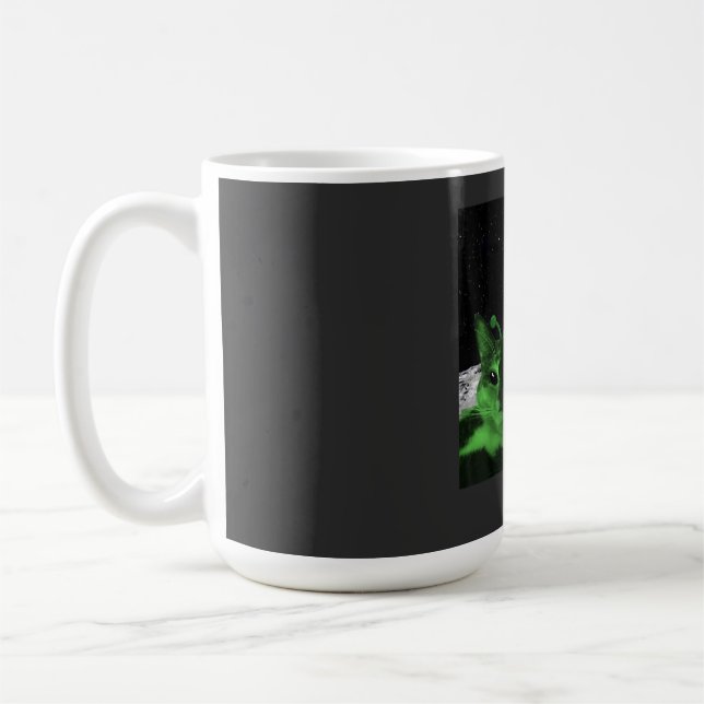 Cat Meme Alien Green Cat Selfie UFO Funny Mug Kaffemugg (Vänster)
