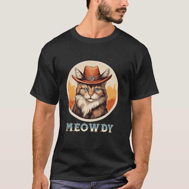 Cat Meme Meowdy Funny Mashup mellan Meow Howdy ki T Shirt (Framsida)