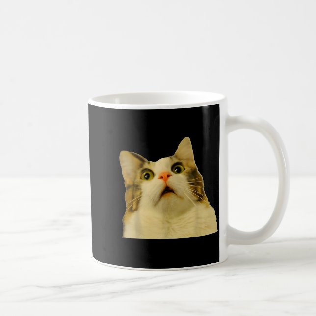 Cat Meme Shock Cat Face Funny Meme Cat Silly Gift  Kaffemugg (Höger)
