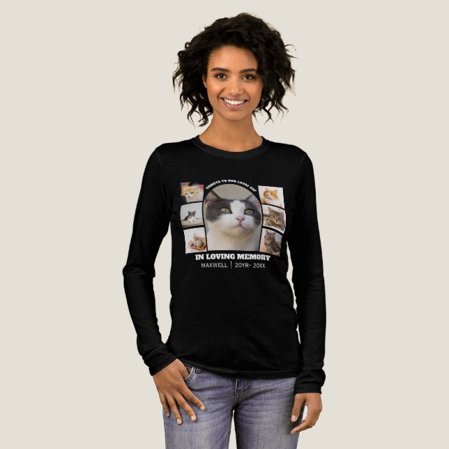Cat Memorial 7 Photo Collage Pet Tribute Template T Shirt (Hel framsida)