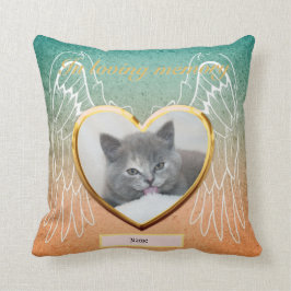 Cat Memorial Angel Vingar Photo Personlig Kudde