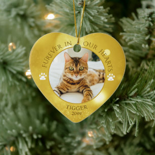 Cat Memorial FUREVER I VÅRA HJÄRRFOTBEHOV Julgransprydnad Keramik