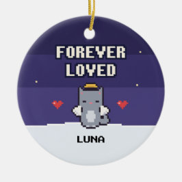 Cat Memorial Ornament Forever Loved Pixel Art