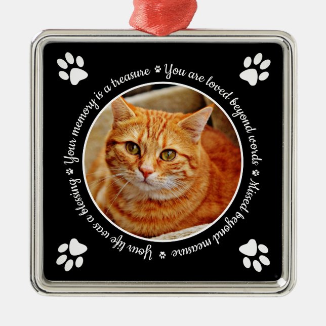 Cat Memorial Tass avtryck Photo Metall Ornament (Framsidan)