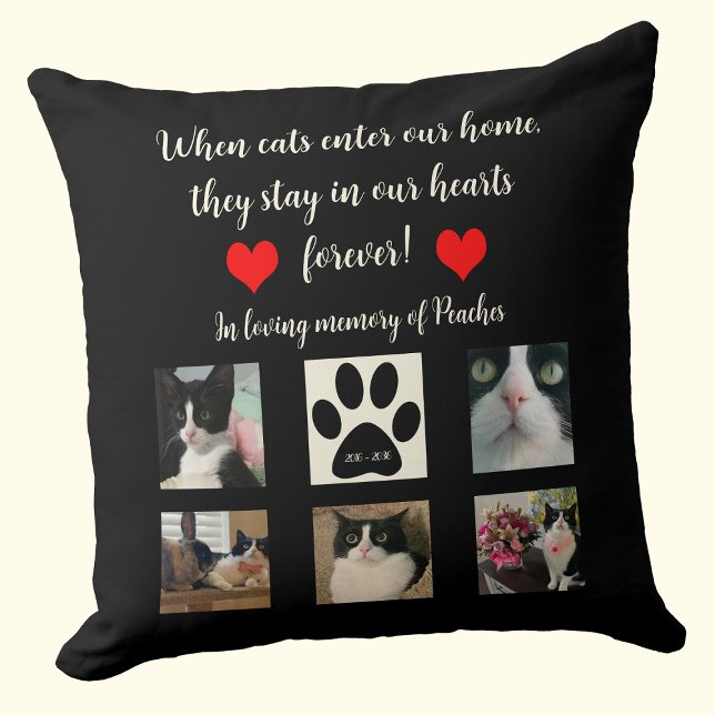 Cat Memorial Throw Pillow with Poem and Photos Kudde (Skapare uppladdad)