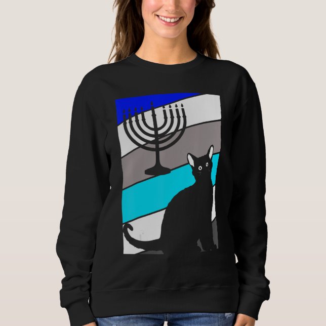 Cat Menorah Hanukkah Cute Kitten Chanukah Jewish H T Shirt (Framsida)