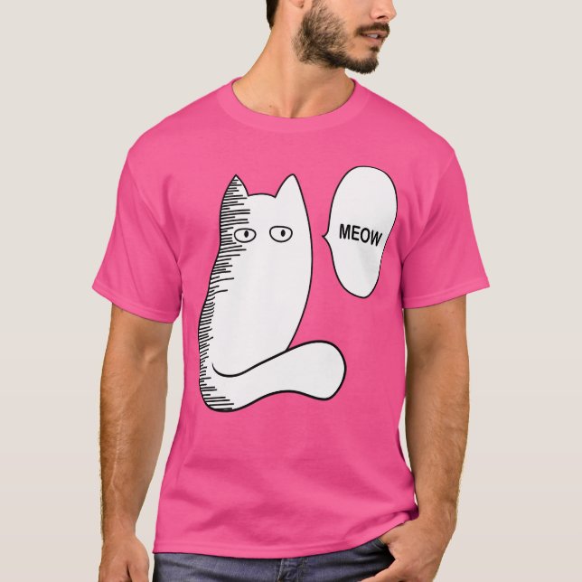 Cat Meow Funny Saitama Meme T Shirt (Framsida)