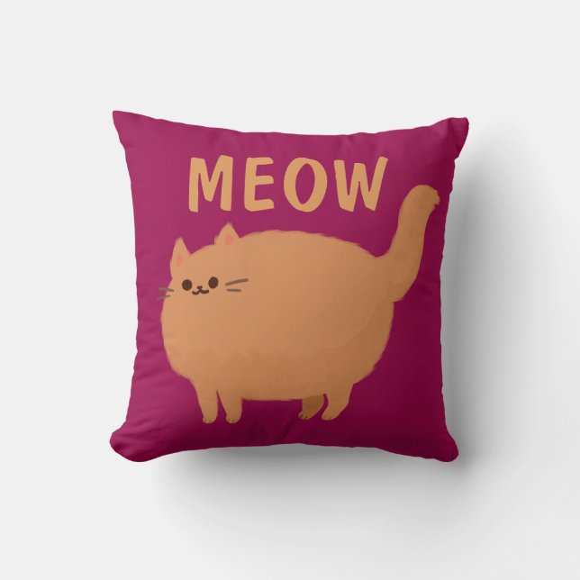 CAT MEOW REVERSIBLE PURR ROSA DEKORATIV KUDDE (Framsida)