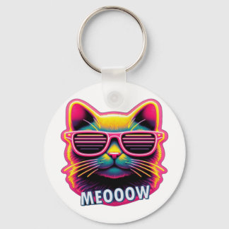 Cat Meow with sunglasses T-Shirt Nyckelring