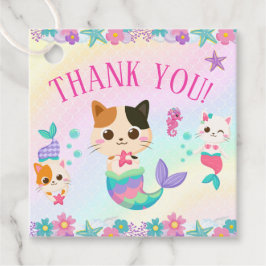 Cat Meowmaid Sjöjungfru Girl Födelsedagsfest Gåvor Etiketter