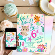 Cat Meowmaid Sjöjungfru Girl Födelsedagsfest