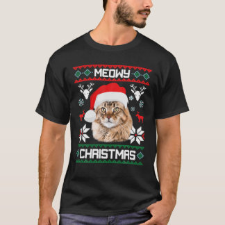 Cat Meowy Family Matching jul Pajamas Santa T Shirt