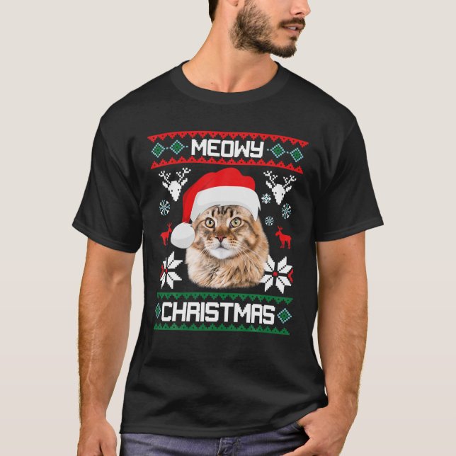 Cat Meowy Family Matching jul Pajamas Santa T Shirt (Framsida)