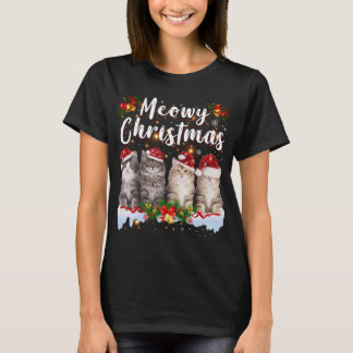Cat Meowy Family Matching jul Pajamas Santa T Shirt
