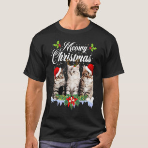 Cat Meowy Family Matching jul Pajamas Santa T Shirt