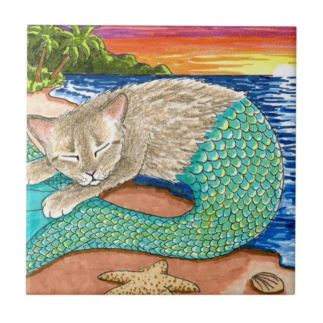 Cat Mermaid 23 Kakelplatta (Framsidan)