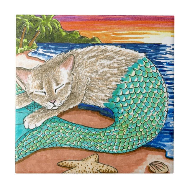Cat Mermaid 23 Kakelplatta (Framsidan)