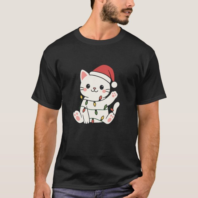Cat Merry Christmas Winter Animals Cats  T Shirt (Framsida)