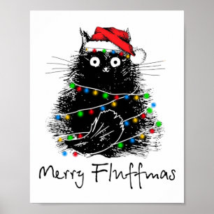 Cat Merry Fluffmas Cat Lover-julgåva Poster