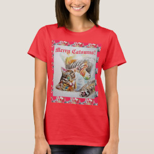 Cat Merry-katter, julen Röda vinsterna T-Shirt