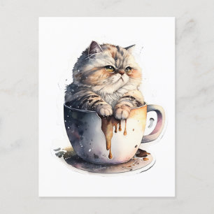 Cat Miaw Cute Cat Coffee Älskare Vykort