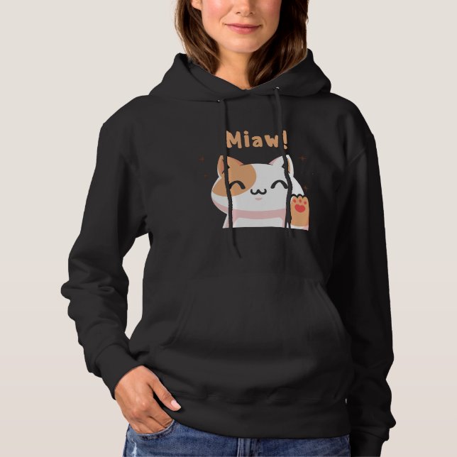 Cat Miaw-Kattunge-Cute Cat-Funny T Shirt (Framsida)