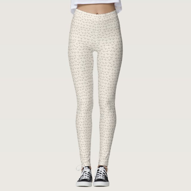 Cat Microprint Leggings – Soft Beige (Framsida)