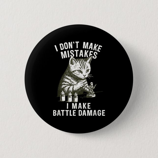 Cat Miniature Painter Battle Damage Funny Miniatur Knapp (Framsida)
