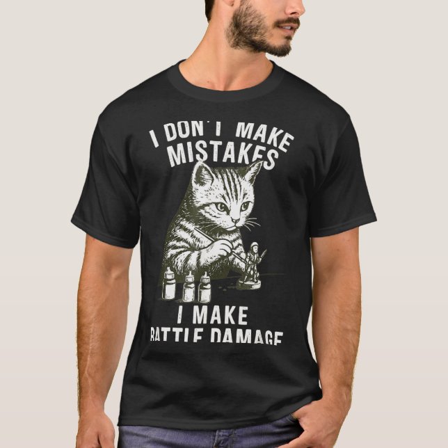 Cat Miniature Painter Battle Damage Funny Miniatur T Shirt (Framsida)