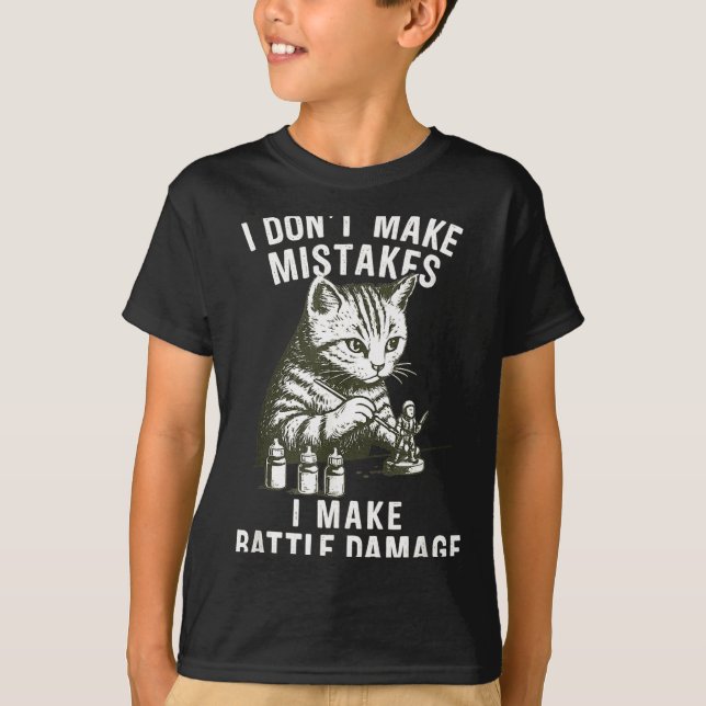 Cat Miniature Painter Battle Damage Funny Miniatur T Shirt (Framsida)