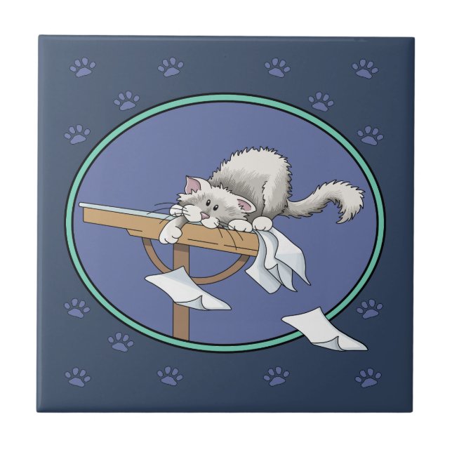 Cat misChief mönster Kakelplatta (Framsidan)