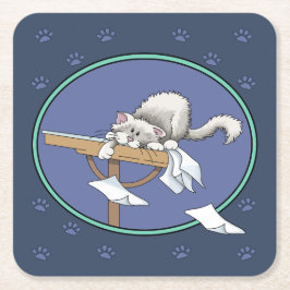 Cat misChief mönster Underlägg Papper Kvadrat