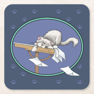 Cat misChief mönster Underlägg Papper Kvadrat