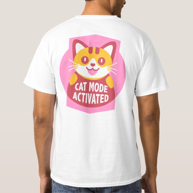 Cat Mode Activated Funny Tabby Kattunge Robot T Shirt (Baksida)