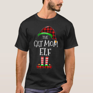 Cat Mom Alv Buffalo Rutig Matchande Familj Jul T Shirt