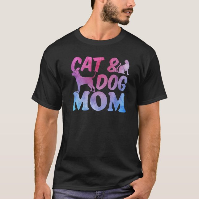 Cat Mom and Dog Mama Cute Cat Cat & Dog Mom T Shirt (Framsida)