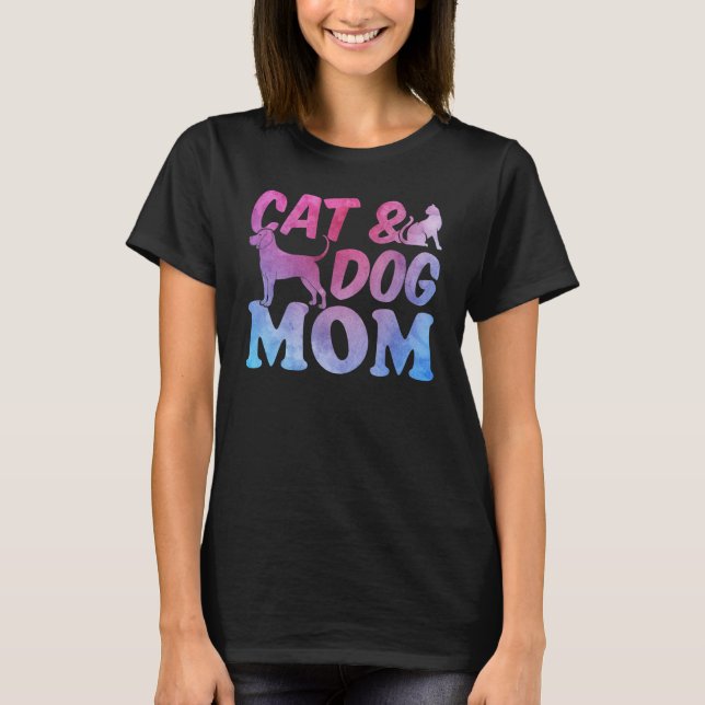 Cat Mom and Dog Mama Cute Cat  Cat & Dog Mom T Shirt (Framsida)