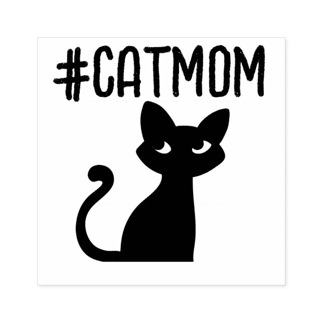 CAT MOM BLACK CAT RUBBER STAMP STÄMPEL (Tryck)