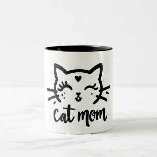 Cat Mom black Två-Tonad Mugg