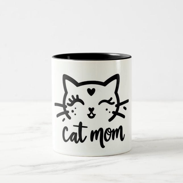 Cat Mom black Två-Tonad Mugg (Center)