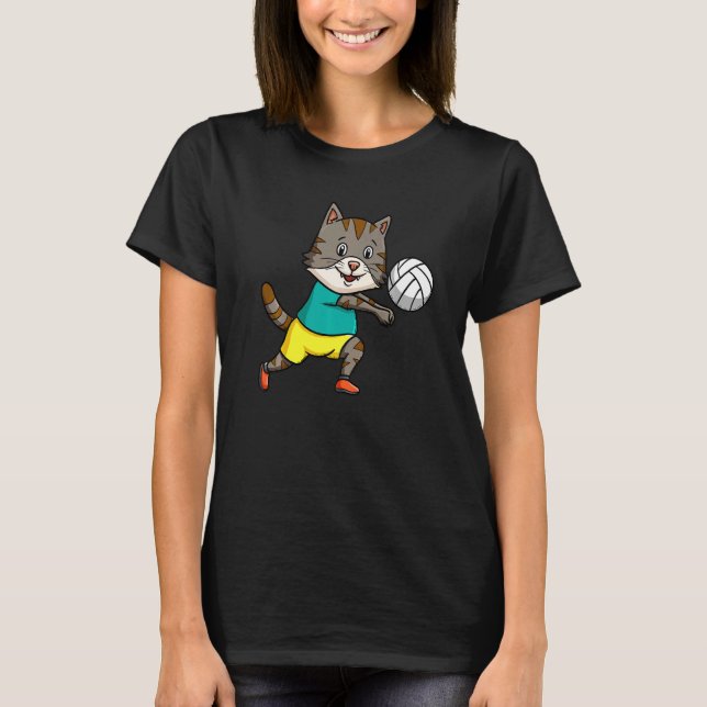 Cat Mom Cat Dad Volleyball Coach Spiker Kitten T Shirt (Framsida)