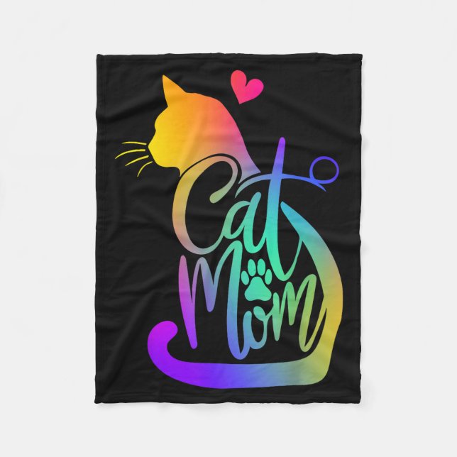 Cat Mom Cat Lover Cute Mother's Day Mama I Love My Fleecefilt (Framsidan)