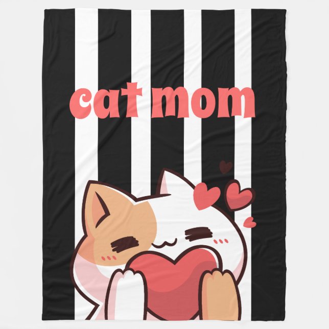 Cat mom custom Fleece Blanket (Framsidan)