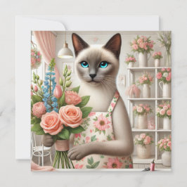 Cat Mom floristen arrangerar blommor Julkort