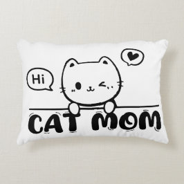 cat mom funny cute black gift lover Accent Pillow Prydnadskudde