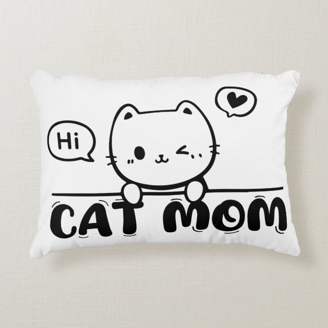 cat mom funny cute black gift lover Accent Pillow Prydnadskudde (Framsidan)