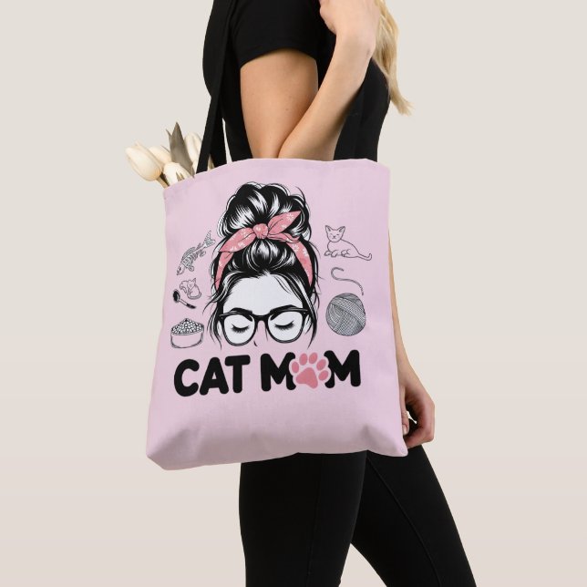 "Cat Mom" Funny Cute Cat Lover Women Tygkasse (Närbild)
